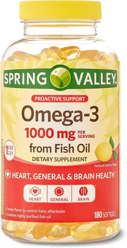 Vista 9 de Spring Valley Omega-3 - Geles suaves de aceite de pescado, 1000 mg, 180 unidades, suplemento dietético, ácidos grasos omega-3 - Set por Basket Goods