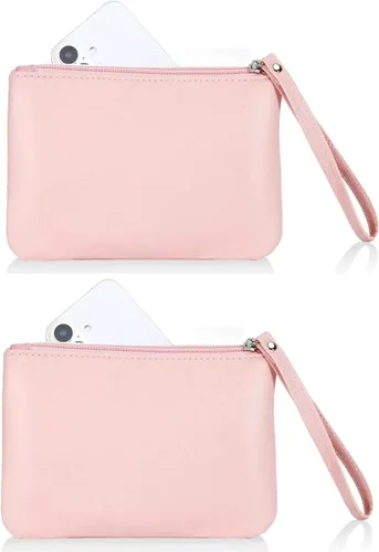 Vista 14 de Paquete de 2 pequeñas bolsas de maquillaje con cremallera para bolso, lápiz labial, organizador de maquillaje de viaje para mujeres, productos Negro