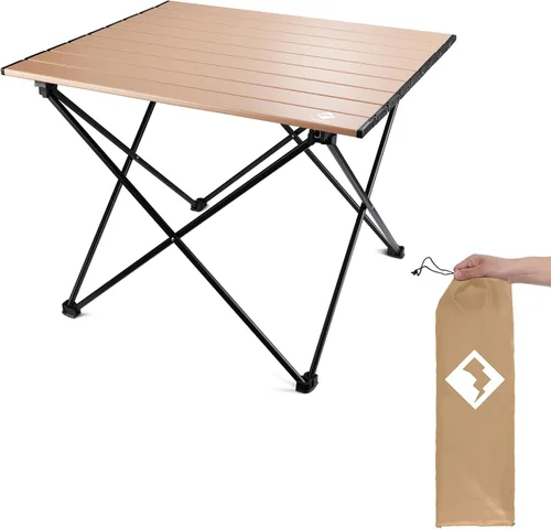Vista 9 de VILLEY - Mesa auxiliar de aluminio portátil, ultraligera y plegable con bolsa de transporte, para acampar, cocinar al aire libre, picnic
