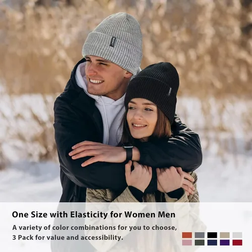 Vista 6 de MSDC Beanies Women 3 Pack, Winter Hats for Women Men Fleece Lined Warm for Cold Weather, Beanie for Women Fashion Skull Cap