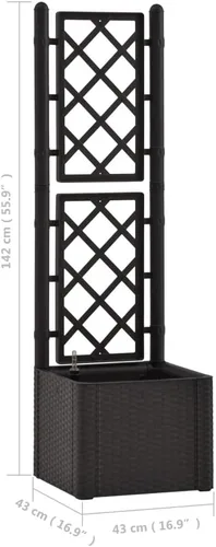 Vista 8 de Cama elevada de jardín con enrejado y sistema de riego automático antracita, cama de jardín elevada, macetas al aire libre para jardín de hierbas