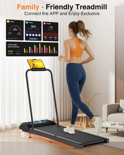 Vista 2 de HCOIW Walking with Incline Pad and Handle Bar, 3 in 1 Mini Walking Machine, 2.5HP Low Noise Treadmill for Home with Remote Control, Treadmill with