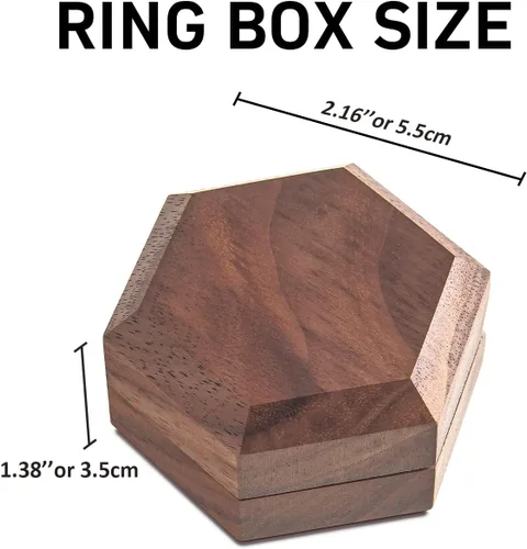 Vista 6 de Caja de madera para anillos para propuestas y anillos de compromiso, perfecta para anillos de compromiso, caja de regalo para anillos pequeños