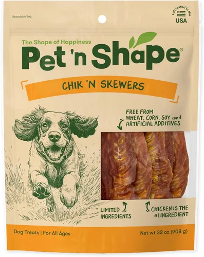 Vista 9 de Pet 'n Shape Chik 'n Skewers - Golosinas masticables de cuero crudo envueltas en pollo para perros, 1 libra