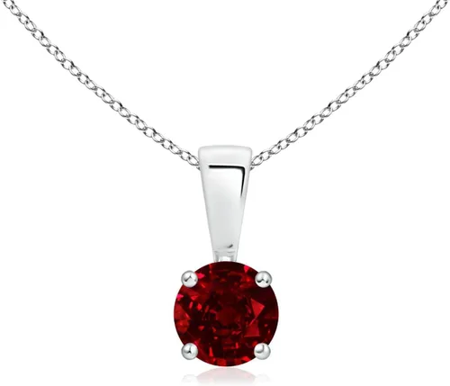 Vista 12 de Angara Round Ruby Solitaire Necklace in Sterling Silver A-Good