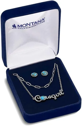 Vista 3 de Montana Silversmiths Conjunto de joyería de estilo occidental con turquesa elaborada a mano: aretes y collar