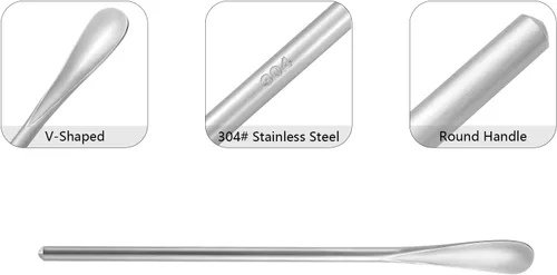 Vista 7 de Paquete de 6 cucharas de acero inoxidable 304 de 6.2 pulgadas de mango largo para agitar y mezclar, herramienta de barra reutilizable para café, té