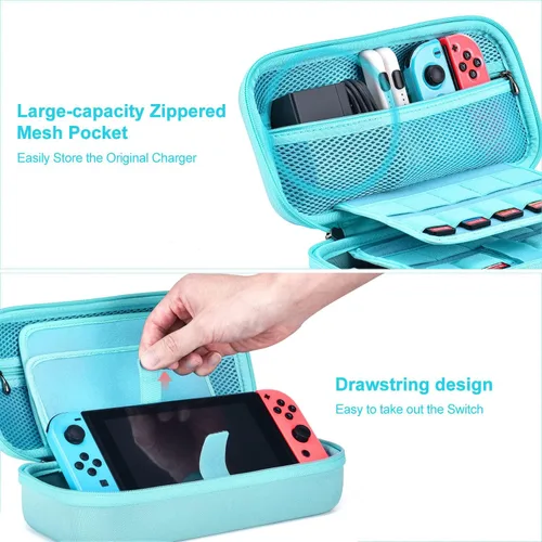 Vista 4 de innoAura Funda para interruptor NS Switch 18 en 1 con funda de transporte para interruptor, funda de juego para interruptor, protector de pantalla