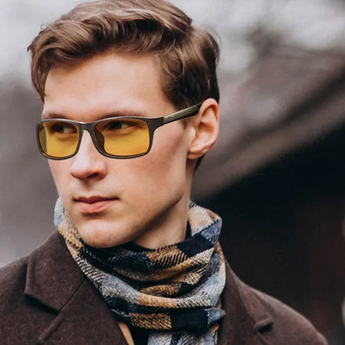 Vista 5 de DUCO Gafas de visión nocturna para hombres y mujeres, antirreflejos, lentes de conducción nocturna, polarizados, protección UV400, lentes amarillos