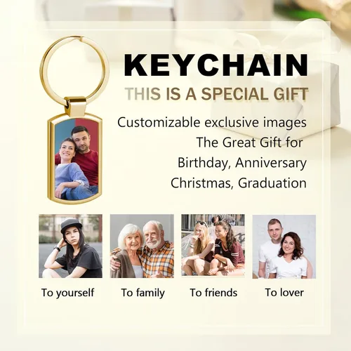 Vista 6 de Llavero personalizado con foto, llavero personalizable con texto personalizable, llavero colgante de aleación, llavero personalizado con imagen