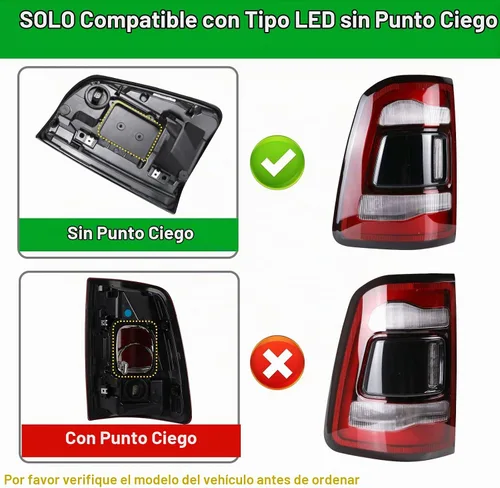 Vista 3 de Luz trasera LED sin punto ciego para Ram 1500 2019 2020 2021 2022 2023 2024
