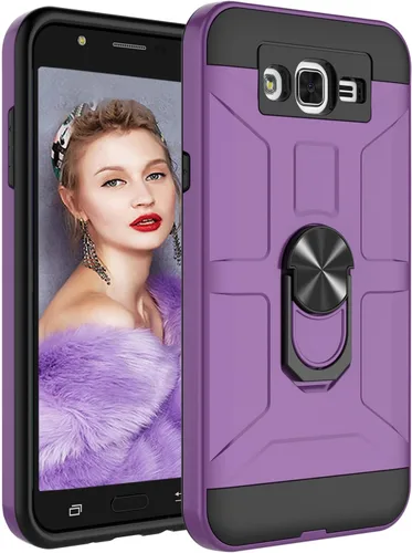 Vista 11 de Jeylly Galaxy J7 - Funda con soporte, color azul Compatible with Magnetic Car Mount, 2 X Screen Protector included, Military Grade Impact