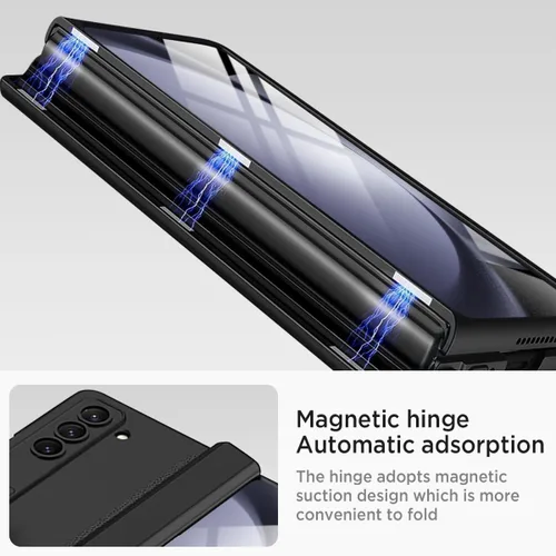 Vista 6 de Miimall Funda compatible con Samsung Galaxy Z Fold 5, [bisagra magnética de protección completa] [protector de pantalla integrado]