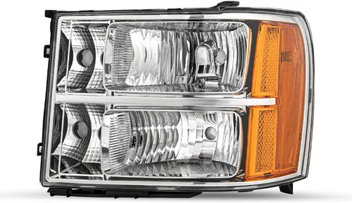 Vista 12 de SOCKIR Conjunto de Faros Halógenos Bombillas Incluidas Compatible con GMC 2007-2013 Sierra 1500 / 2007-2014 2500HD 3500HD 09-13 Hybrid Lado