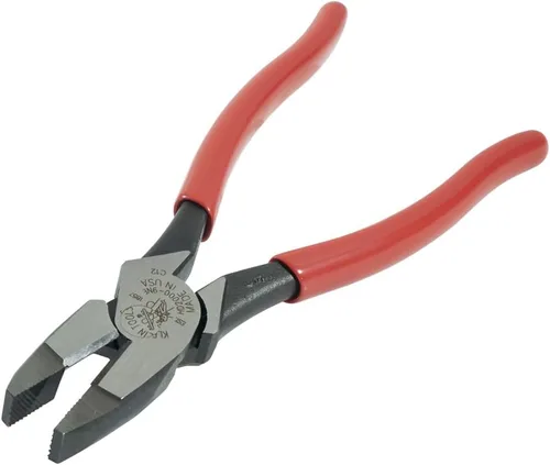 Vista 3 de Alicates de corte lateral Klein Tools HD2000-9NE para Lineman Cortan ACSR, hechos en EE. UU., tornillos, clavos, alambre duro, alicates eléctricos