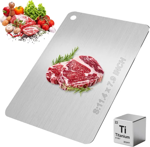Vista 11 de Tabla de cortar de titanio, nuevas tablas de cortar de titanio 100% puro para cocina, tabla de cortar de metal de alimentos de doble cara,