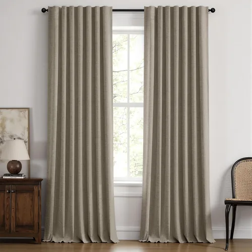 Vista 87 de MIULEE Cortinas de lino 100% opacas para dormitorio, marfil sólido, decoración de lujo, aislamiento térmico, cortinas oscurecedoras para sala
