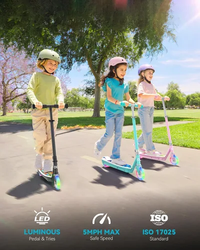 Vista 2 de Gyroor KS2 Kids Electric Scooter – 5 MPH Safe Speed, Foot Sensor Start, LED Lights, Adjustable Handlebar, 2 Hr Fast Charge, UL2272 Certified, Ages