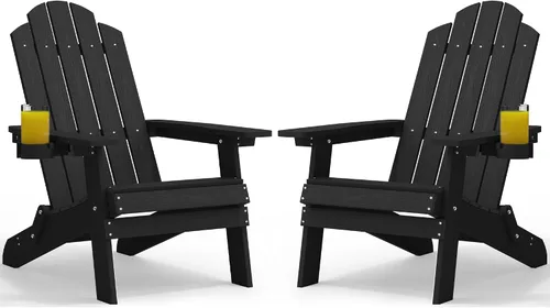 Vista 11 de MXIMU Silla Adirondack plegable para exteriores: sillas Adirondack fáciles de montar y cómodas, silla de plástico compuesto para todo tipo de clima