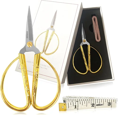 Vista 8 de BOCHIKNOT Tijeras de tela profesionales de 8 pulgadas – Tijeras afiladas oro rosa – Tijeras de sastre – Tijeras de oro rosa para oficina – Tijeras