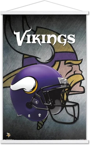 Vista 20 de Trends International NFL Minnesota VIkings - Póster de pared con casco 16, 14.725 x 22.375 pulgadas, versión enmarcada de madera de granero Versión