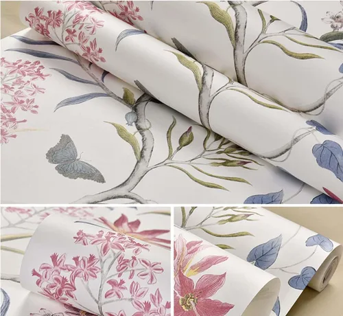 Vista 2 de Q QIHANG Papel tapiz retro con diseño de flores pastorales 3D de campo americano no tejido fresco 3D para dormitorio, sala de estar, fondo