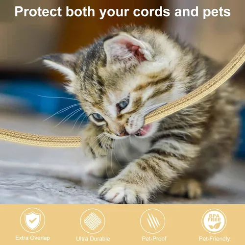Vista 3 de 10 pies - Funda trenzada para gestión de cables de 1/2 pulgada Protector de cable - Conducto de alambre dividido autoenvolvente para Beige