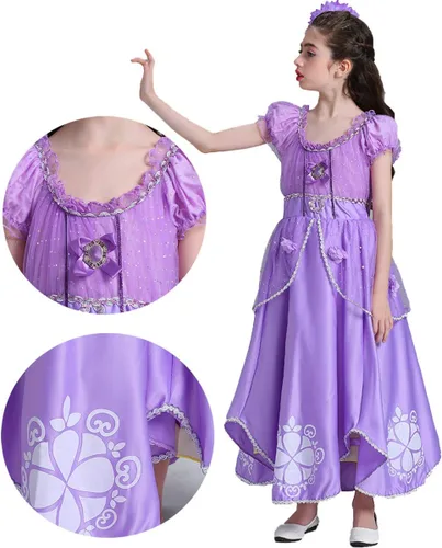 Vista 49 de Vestido de cumpleaños de princesa Sofía para niñas, disfraz de Halloween, concurso de Navidad, fiesta de noche, baile