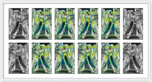 Vista 120 de Marco de cómic blanco mate para cómics publicado entre 1938 y 1955 (marco de madera maciza de cómic de la edad dorada) hecho para mostrar 4 cómics