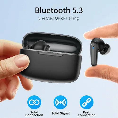 Vista 5 de Redpepper - Auriculares inalámbricos Bluetooth 5.3 60H de tiempo de uso. Auriculares con graves profundos y llamada clara. Con micrófono Negro