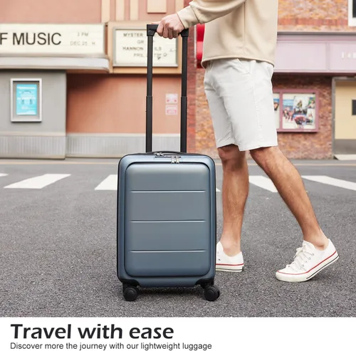 Vista 2 de Coolife Maleta de equipaje Juego de piezas de equipaje de mano ABS+PC Spinner Trolley con compartimento de bolsillo Bolsa de fin de semana, Blanco