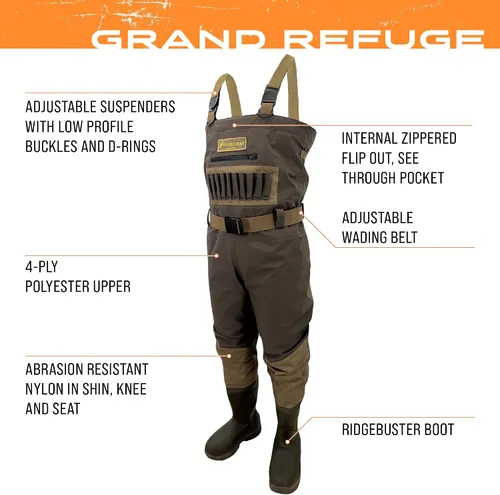 Vista 2 de FROGG TOGGS Grand Refuge 3.0 - Vadeador impermeable para hombre con forro aislante extraíble Marrón