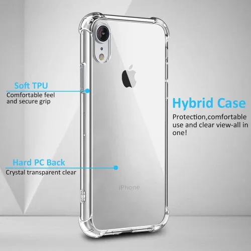Vista 2 de Funda para teléfono compatible con iPhone XR, cubierta trasera dura transparente con 4 esquinas a prueba de golpes, funda transparente para iPhone