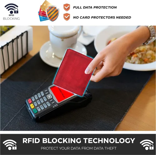 Vista 4 de Carteras RFID delgadas para hombres - Cartera de bolsillo frontal de piel genuina
