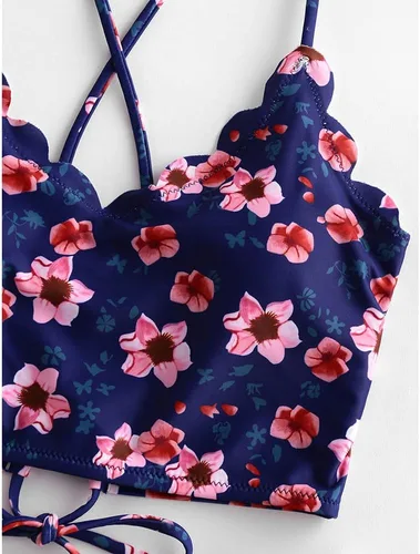 Vista 4 de ZAFUL Traje de baño de dos piezas con diseño de teñido anudado para mujer