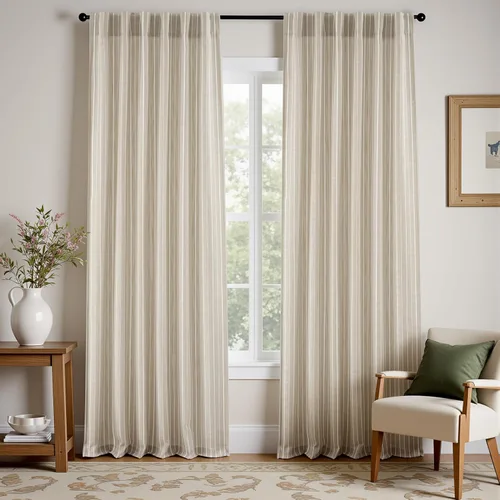 Vista 13 de DriftAway Cortinas de lino 100% opacas a rayas, de doble capa, 96 pulgadas de largo, para sala de estar, dormitorio, hilo teñido, con aislamiento