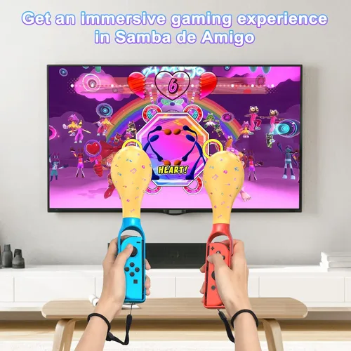 Vista 7 de Sand Hammer Hand Grip for Nintendo SwitchSwitch OLED, Game Controller Handle Grips with Wrist Straps and 2 Stickers for Switch Joycon, Samba