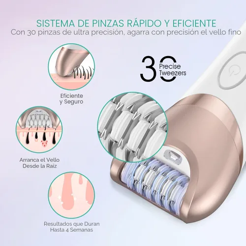 Vista 3 de VOYOR Depiladora para mujer, depiladora 3 en 1 para mujeres, depiladora depiladora para piernas y brazos con 30 pinzas, afeitadora eléctrica