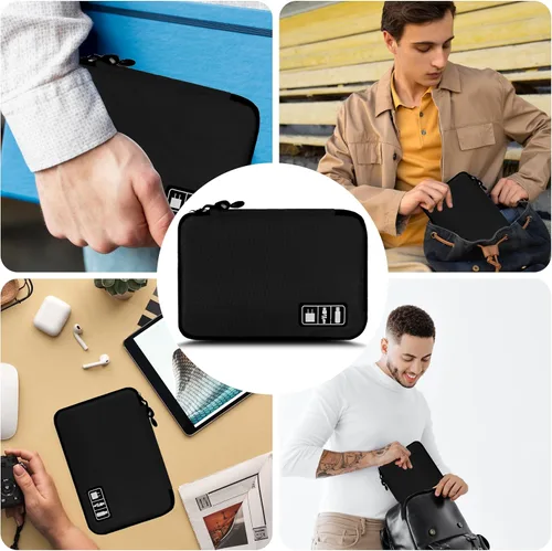 Vista 6 de Organizador de Electrónica, Funda Organizadora de Cables de Viaje, Bolsas Organizadoras de Cables Portátiles, Estuche de Almacenamiento