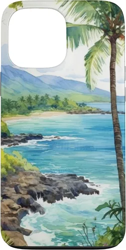Vista 24 de Tropical Hawaii Forest Beach Ocean Art Aesthetic Case for iPhone 16