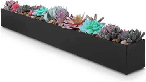 Vista 8 de Caja rectangular moderna de acero inoxidable para plantas