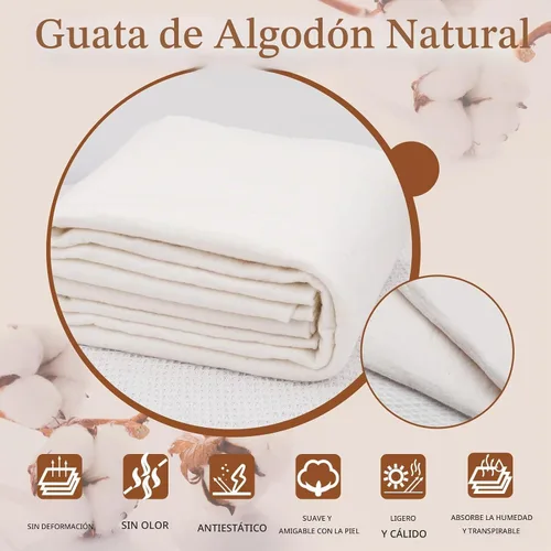 Vista 3 de Guata de Algodón Natural, Guata de Algodón para Acolchado, 47 x 59 Pulgadas Guata de Algodón Natural para Colchas, Peso Ligero Puramente Natural