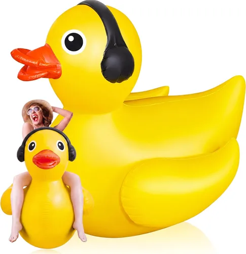 Vista 11 de Hungdao Pato inflable gigante de 5 pies, enorme pato de goma, flotador inflable de piscina para adultos, verano, playa, piscina, decoración de fiesta