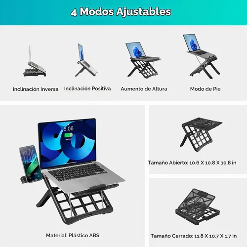 Vista 2 de ergounion Adjustable Laptop Stand for Desk, Ergonomic Riser for 10-17" Lap