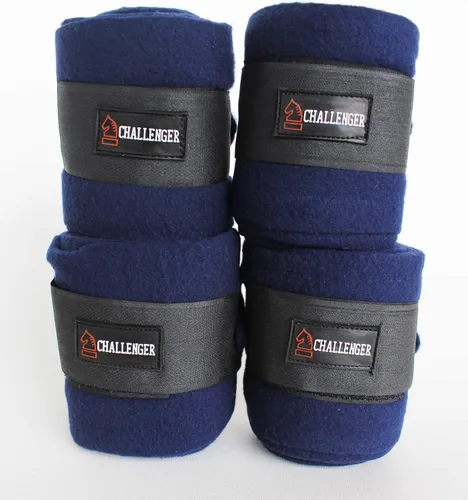 Vista 6 de CHALLENGER 10ft Horse Grooming Leg Polo Wrap Set of 4 Soft Fleece 95R Negro
