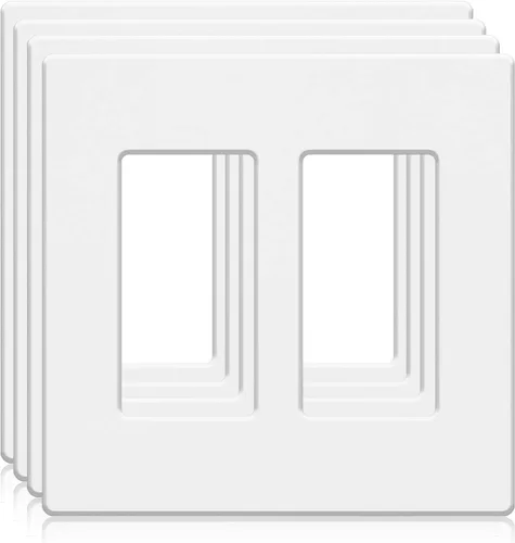 Vista 9 de Placa de pared sin tornillos de 2 segmentos, cubiertas de enchufe doble para enchufes eléctricos, interruptor de luz, placas de cara de tornillo