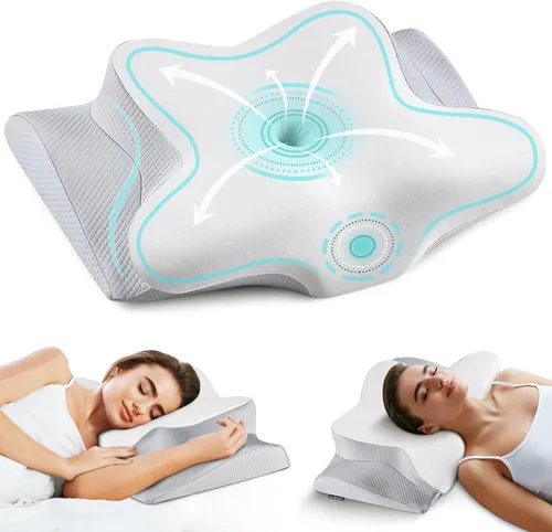Vista 9 de Almohada cervical para el cuello para aliviar el dolor, almohada ergonómica para dormir de lado para dormir, almohada ortopédica de apoyo