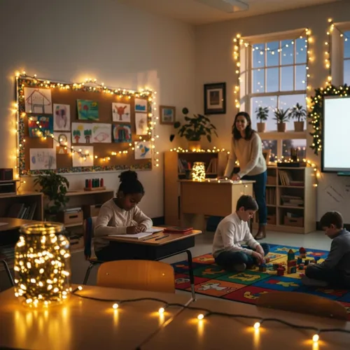 Vista 3 de 300 luces LED de Navidad blancas cálidas para interiores y exteriores, cadena de luces LED de 100 pies, cable verde, enchufable, luces de árbol