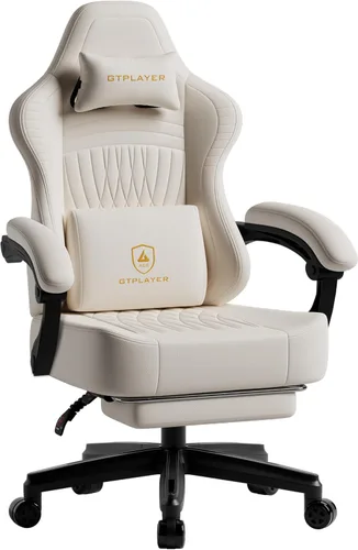Vista 10 de GTPLAYER Silla de juegos grande y alta con reposapiés, sillas de videojuegos de asiento extra anchas para adultos, silla reclinable ergonómica Azul