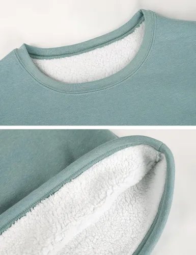 Vista 2 de Yeokou Sudadera deportiva cálida con forro polar y cuello redondo para mujer